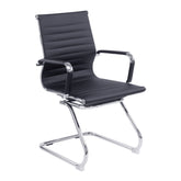 Nautilus Designs Aura Contemporary Medium Back Bonded Leather Executive Cantilever Visitor Chair With Fixed Arms Black - BCL/8003AV/BK DD